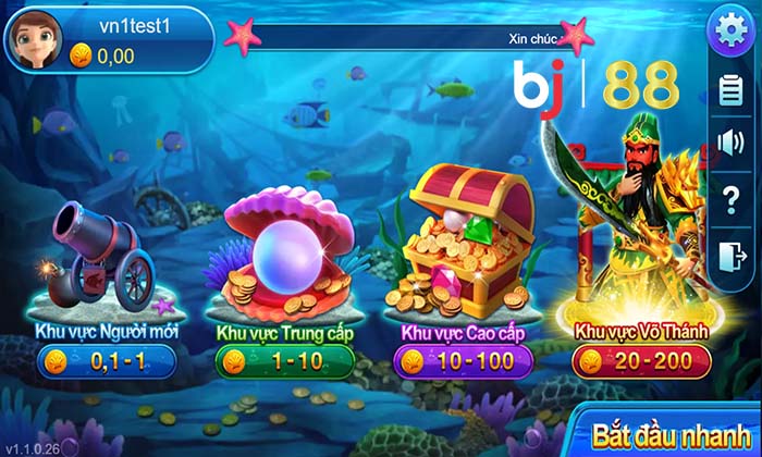 Các phòng chơi tại Nhị Gia Bắn Cá tại BJ88